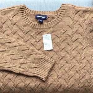 Lands End Drifter Cotton Cable Knit Sweater Medium Weight Pattern Classic